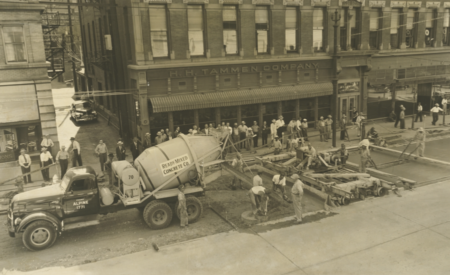 The old image of Road construction work at Denver, CO