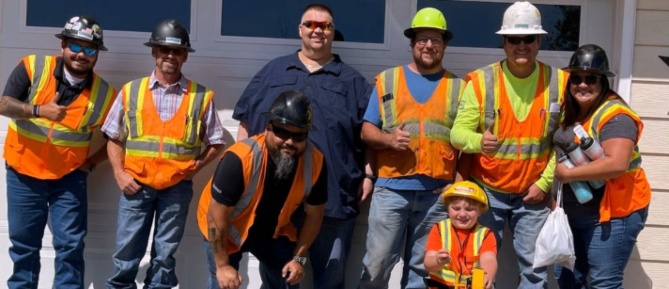 Sawyer Altman helping construction workers, Brannan & Co, Denver, CO