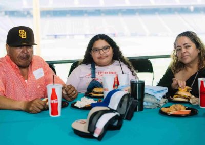 Guests seated at a table enjoying food during the Brannan Company Picnic 2025 in Denver, CO.